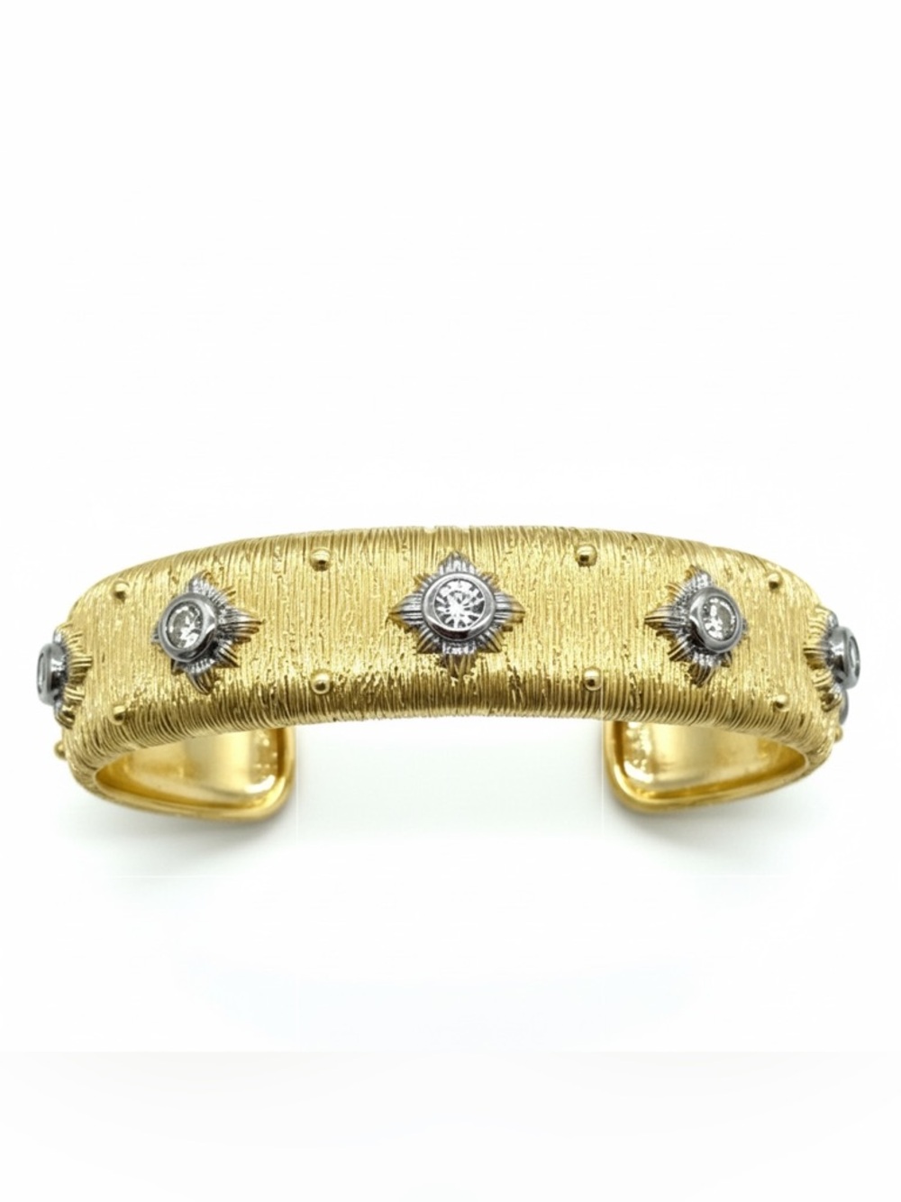 TWO TONE CZ VINTAGE STYLE CUFF BRACELET